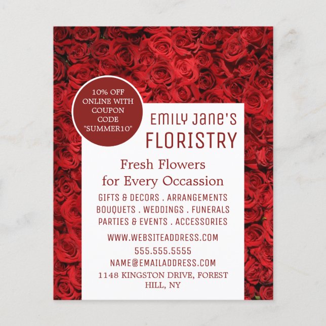 Hintergrund der Rote Rose, Werbung in Florenz Flyer (Vorne)