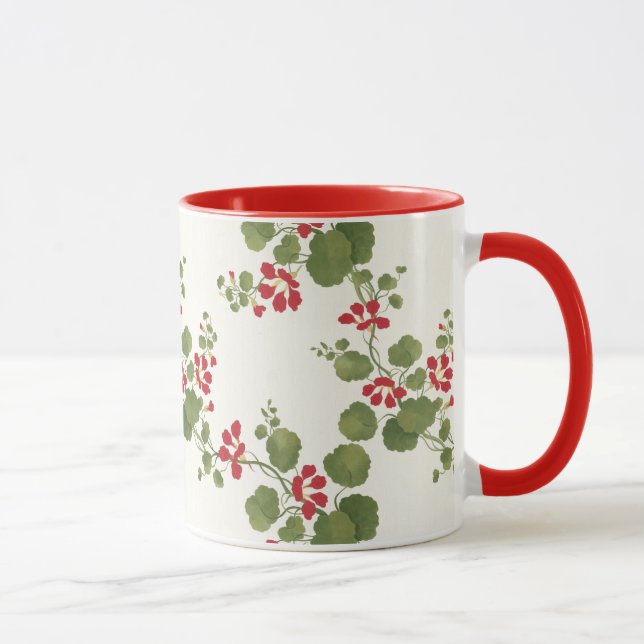 Hintergrund der Roten Nasturtiumcreme Tasse (Rechts)