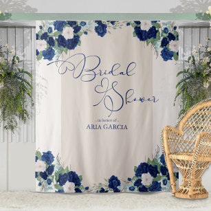 Hintergrund der Royal Rose Blue Floral Brautparty Wandteppich