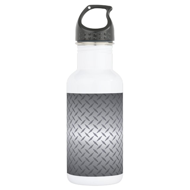 Hintergrund der schwarz-glänzenden Stahltafel Trinkflasche (Vorderseite)