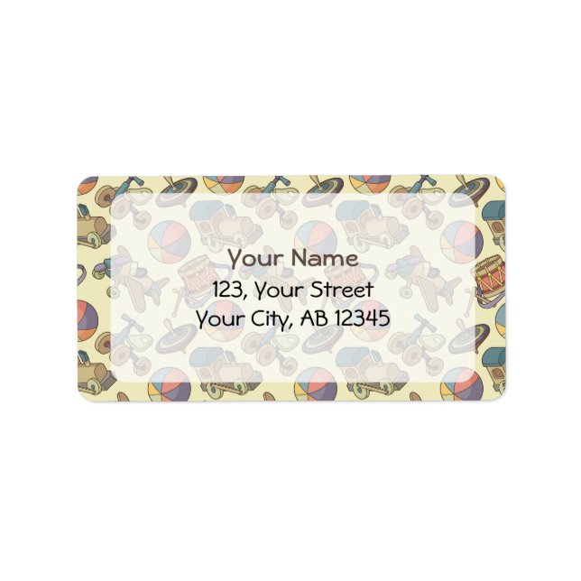 Hintergrund der Spielzeugsymbole Adressaufkleber (Vorne)