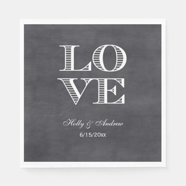 Hintergrund der Tafel, die weiße LIEBE Napkins Serviette (Vorderseite)