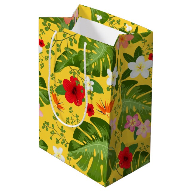 Hintergrund der tropischen Blume 10 Mittlere Geschenktüte (Rückseite Schrägansicht)