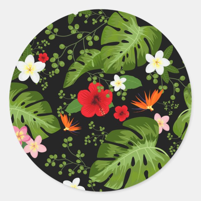 Hintergrund der tropischen Blume 3 Runder Aufkleber (Vorderseite)