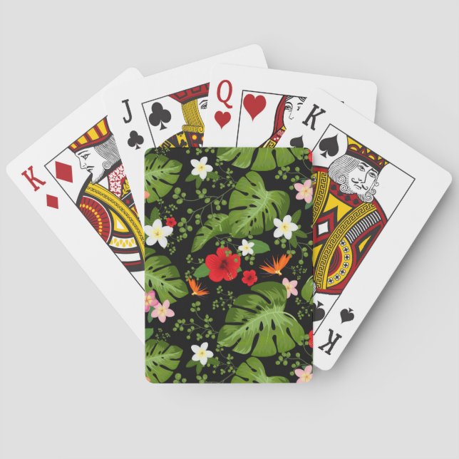 Hintergrund der tropischen Blume 3 Spielkarten (Rückseite)