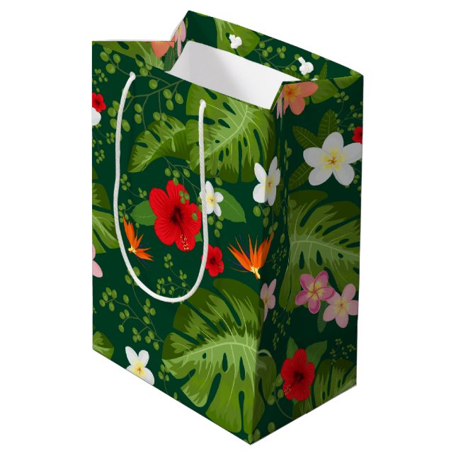 Hintergrund der tropischen Blume 8 Mittlere Geschenktüte (Rückseite Schrägansicht)