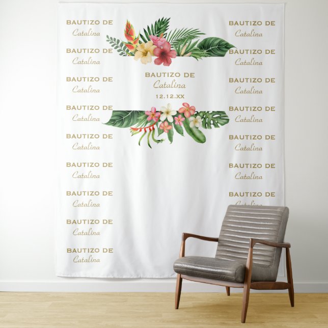 Hintergrund der tropischen Flora und -wiederholung Wandteppich (Beispiel)