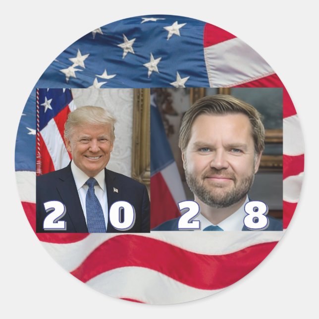 Hintergrund der Trump Vance Autoaufkleber-Flagge 2 Runder Aufkleber (Vorderseite)