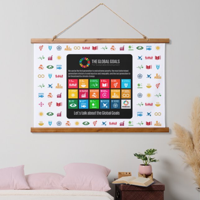 Hintergrund der Veranstaltung SDG Mauer Kunst für  Wandteppich Mit Holzrahmen (Schlafzimmer)