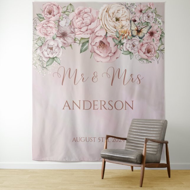 Hintergrund der Vintagen Blush Peony Wedding Wandteppich (Beispiel)