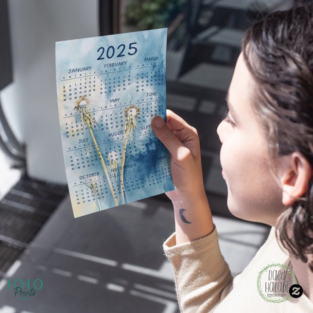 Hintergrund der Vintagen Lüftung 2025 (Calendar 2025 Dandelion Flower Background - card)