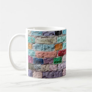 Hintergrund der Wandstruktur aus lackiertem Ziegel Kaffeetasse