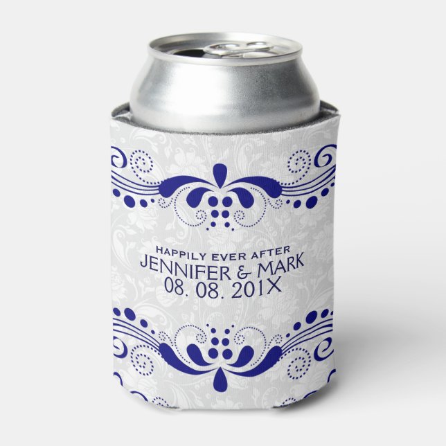 Hintergrund der weißen Damasken mit blauem Flor Dosenkühler (Kanne Vorderseite)