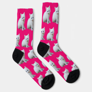 Hintergrund der weißen Kitten Pink Socken