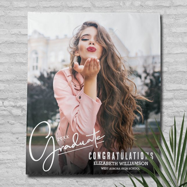 Hintergrund des Abschluss-Fotos Wandteppich (Graduation Photo Booth Backdrop, choose your size when ordering)