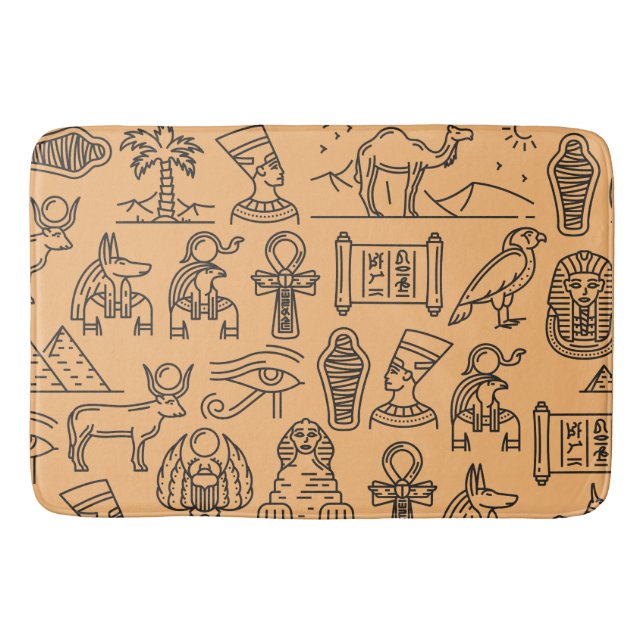 Hintergrund des ägyptischen Hieroglyphischen Symbo Badematte (Vorderseite)