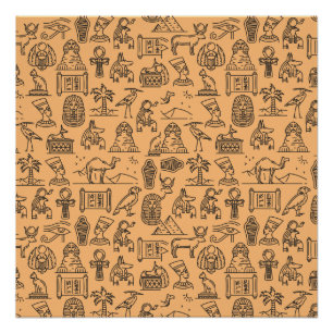 Hintergrund des ägyptischen Hieroglyphischen Symbo Poster