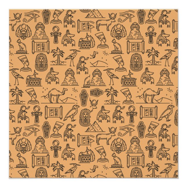 Hintergrund des ägyptischen Hieroglyphischen Symbo Poster (Vorderseite)