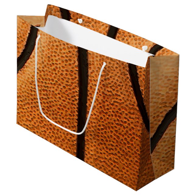 Hintergrund des Basketball-Druckmusters Große Geschenktüte (Vorderseite Schrägansicht)