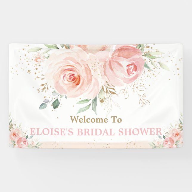 Hintergrund des blush-rosa Brautparty Begrüßen Banner (Horizontal)