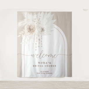 Hintergrund des Boho White Boho Floral Arch Wandteppich