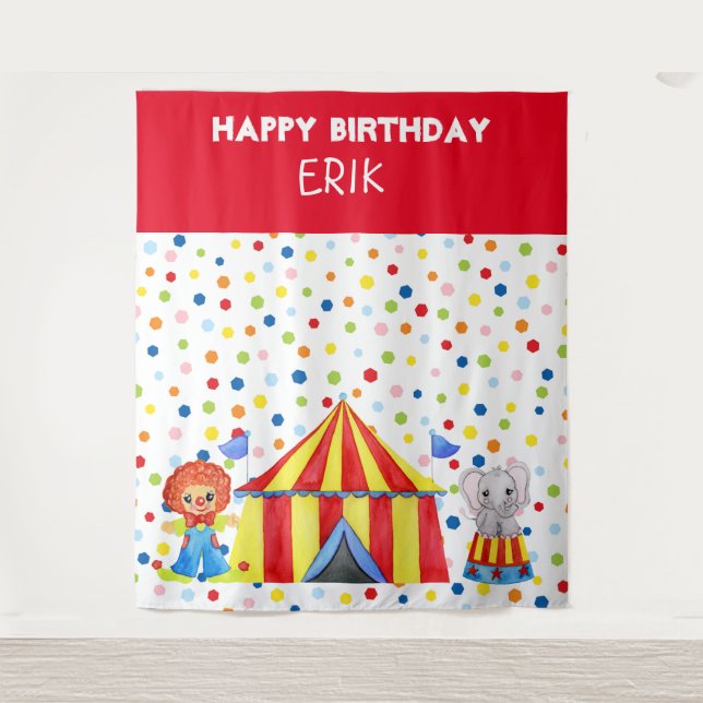 Hintergrund des Circus-Fotos eines KindesTapestry Wandteppich (Vorderseite)