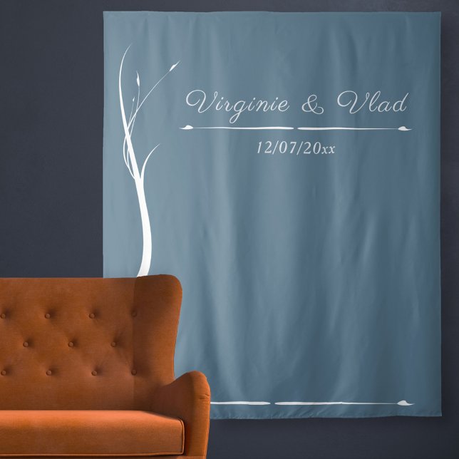 Hintergrund des "Dusty Blue Wedding Tapestry & Fot Wandteppich (Dusty Blue Wedding Tapestry & Photo Booth Backdrop)