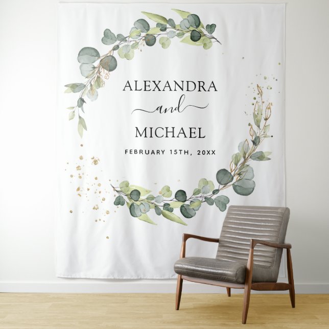 Hintergrund des Eukalyptus Wedding Foto Wandteppich (Beispiel)