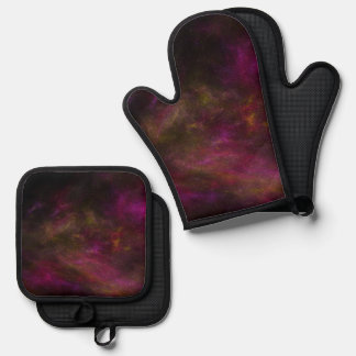 Hintergrund des farbigen Kosmos Ofenhandschuh & Topflappen-Set