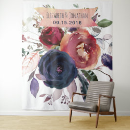 Hintergrund des Fotos der Marine Burgundy Floral Wandteppich