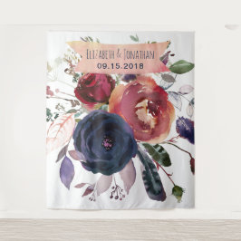Hintergrund des Fotos der Marine Burgundy Floral Wandteppich