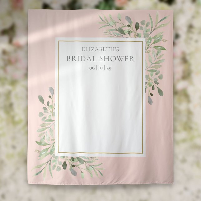 Hintergrund des Fotos in der blush-rosa Foliage Wandteppich (Blush Pink Foliage Bridal Shower Photo Backdrop)