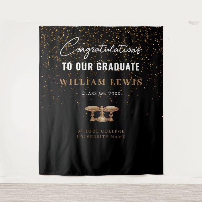 Hintergrund des Fotos "Law School Black Gold Absch Wandteppich (Vorderseite)