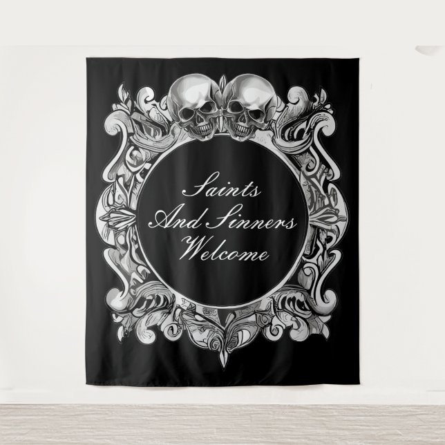 Hintergrund des Fotos Saints und Sinners Halloween Wandteppich (Vorderseite)