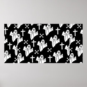 Hintergrund des handgezeichneten Halloween-Musters Poster