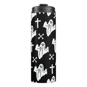 Hintergrund des handgezeichneten Halloween-Musters Thermosbecher