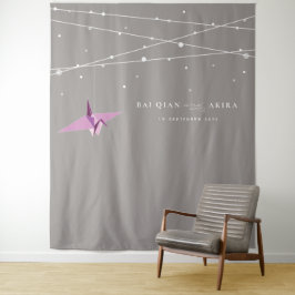 Hintergrund des Hanging Origami Paper Crane Weddin Wandteppich