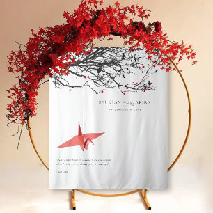 Hintergrund des Hanging Origami Paper Crane Weddin Wandteppich