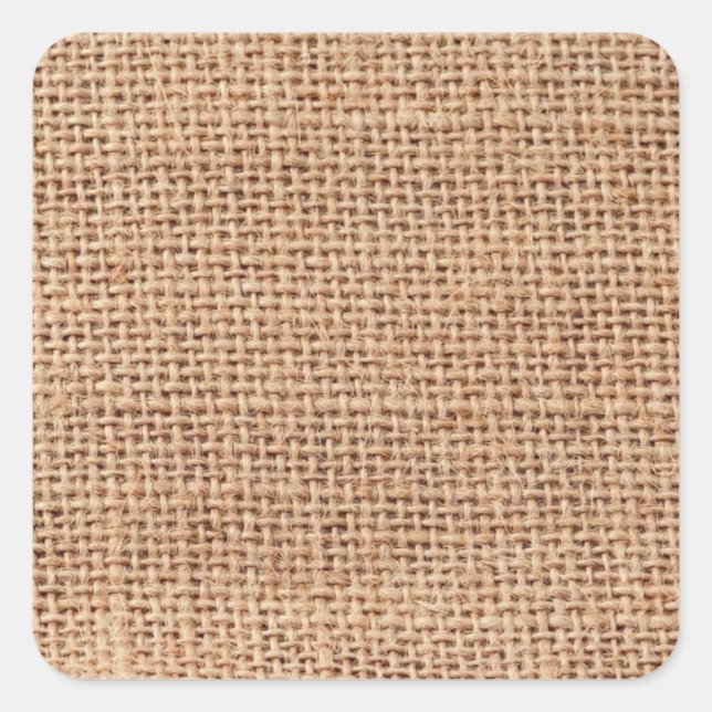 Hintergrund des hellbraunen Burlap-Sacks Quadratischer Aufkleber (Vorderseite)