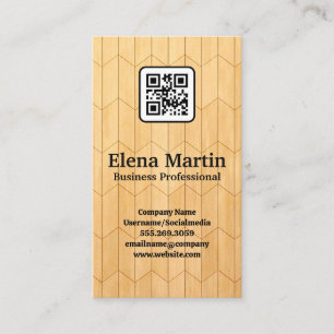 Hintergrund des Holzpaneels QR-Code Visitenkarte