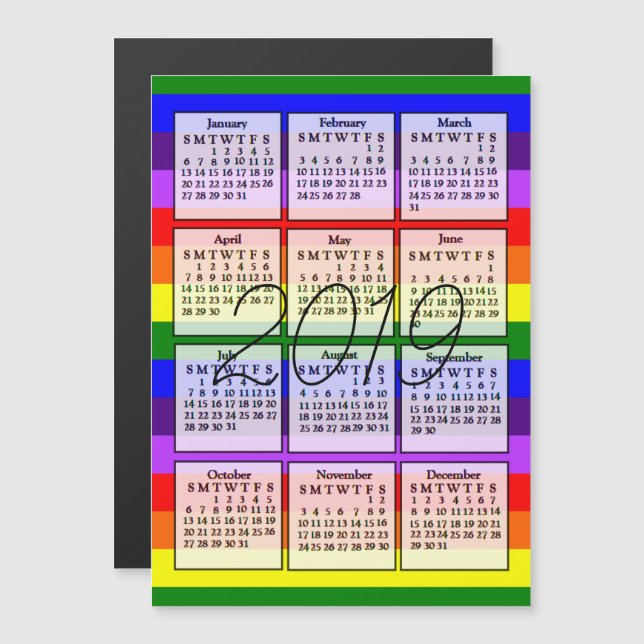 Hintergrund des Kalenders Magnet-Regenbogen 2019 Magneteinladung (Vorne/Hinten)