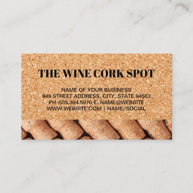 Hintergrund des Korkplatzes | Wine Corks Visitenkarte (Vorderseite)