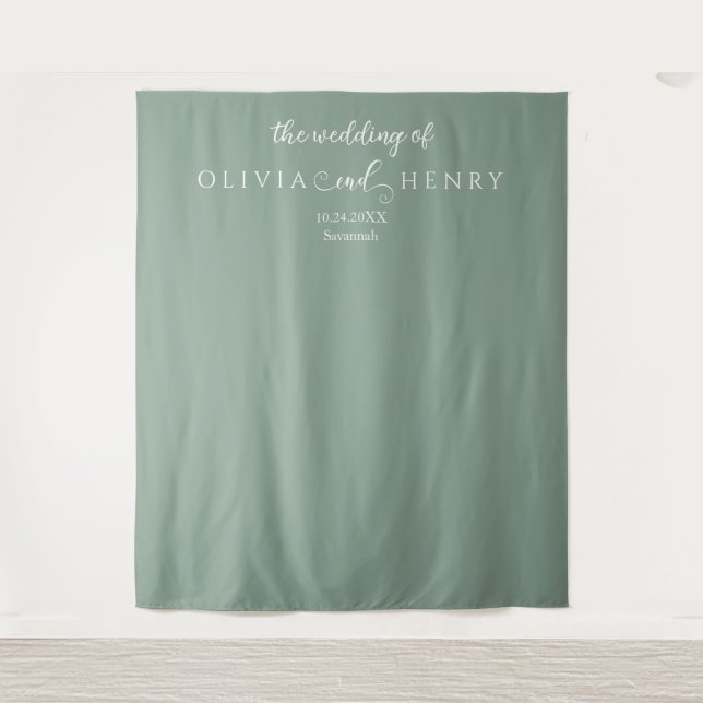 Hintergrund des Minimalistisch Sage Green Wedding  Wandteppich (Vorderseite)