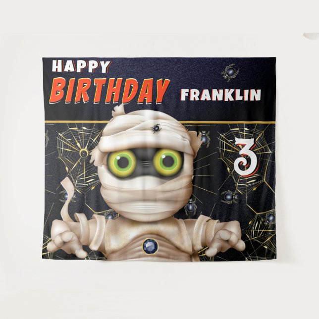 Hintergrund des Monster Theme-Kindergeburtstags Wandteppich (Vorderseite (Horizontal))