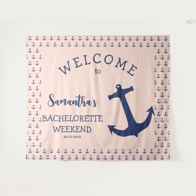 Hintergrund des Nautical Anchor Beach Junggeselinn Wandteppich (Vorderseite (Horizontal))