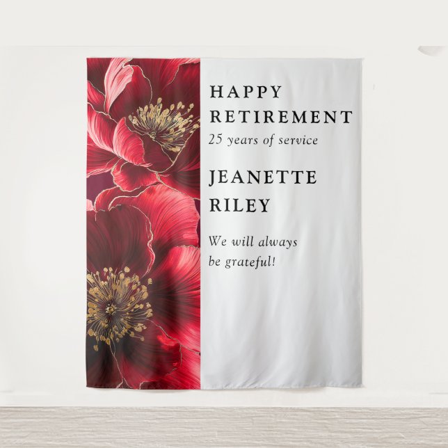 Hintergrund des Party "Red Elegant Chic Floral Ret Wandteppich (Vorderseite)