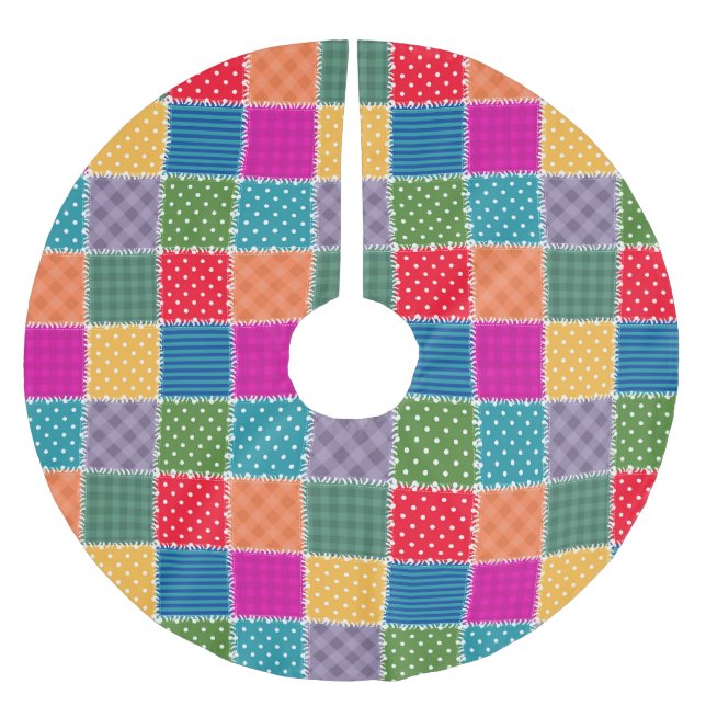 Hintergrund des Patches: Verschiedenes Muster Mix Polyester Weihnachtsbaumdecke (Vorderseite)