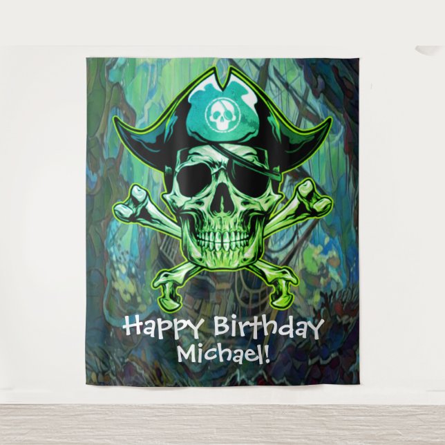 Hintergrund des Piratenkreuzes Wandteppich (Vorderseite)