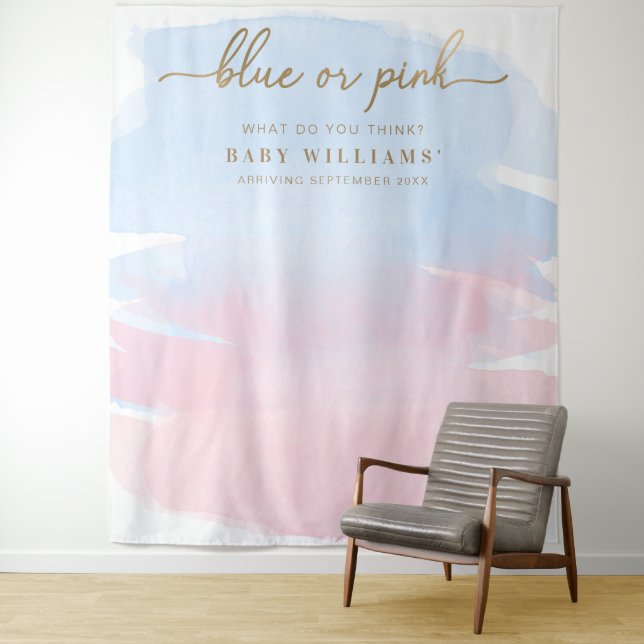 Hintergrund des rosa blauen Wasserfarbengeschlecht Wandteppich (Beispiel)