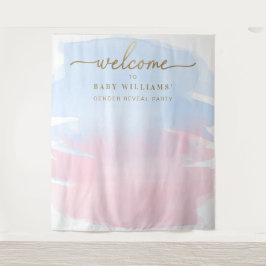 Hintergrund des rosa blauen Wasserfarbengeschlecht Wandteppich